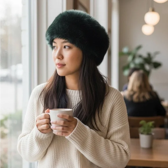 Black Faux Fur Hat - Picture 3 of 3